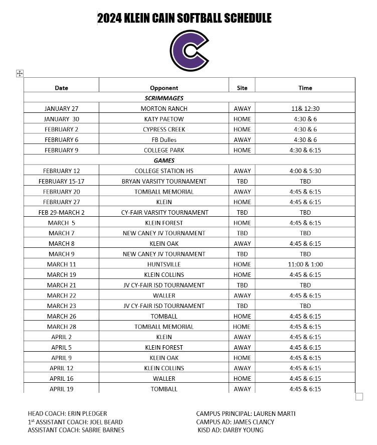 2024 schedule